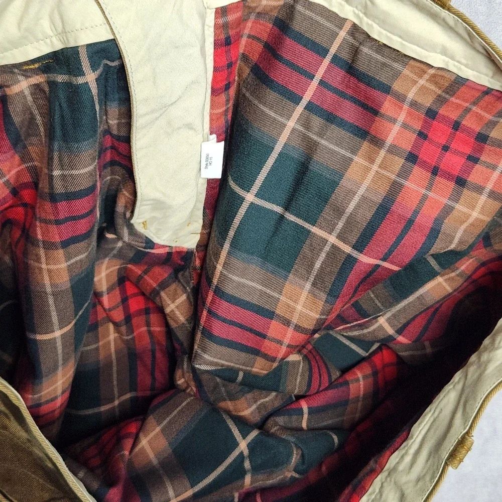 J Crew The Sutton Flannel Lined Khaki Chino Pants Mens 38x32 Brown Plaid Lining